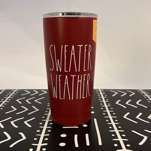Rae Dunn Maroon "Sweater Weather" 17 Oz. Insulated Tumbler with mag slider lid.